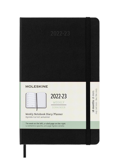 Plánovací zápisník Moleskine 2022-2023 tvrdý černý L