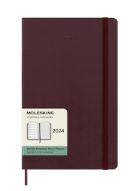 Plánovací zápisník Moleskine 2024 tvrdý burgundy vínový L