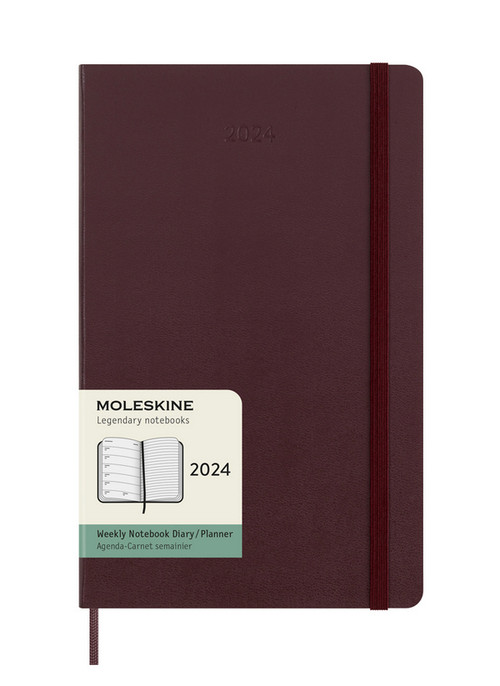 Plánovací zápisník Moleskine 2024 tvrdý burgundy vínový L