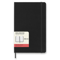 18-mesačný diár Moleskine 2025-26 - tvrdé dosky L, denný, čierny