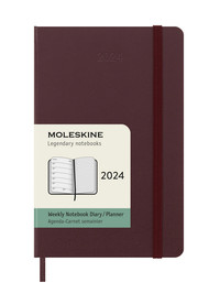 Plánovací zápisník Moleskine 2024 tvrdý burgundy vínový S