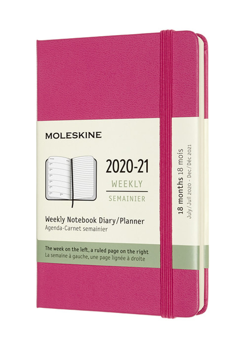 Plánovací zápisník Moleskine 2020-2021 tvrdý růžový S