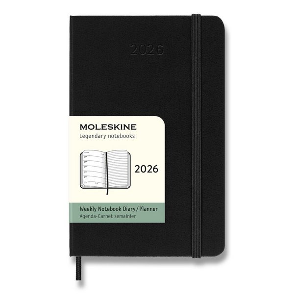 Diár Moleskine 2026 - tvrdé dosky, S, týždenný, čierny