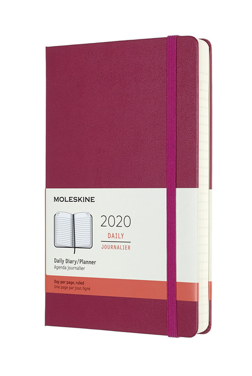 Diář Moleskine 2020 denní tvrdý růžový L