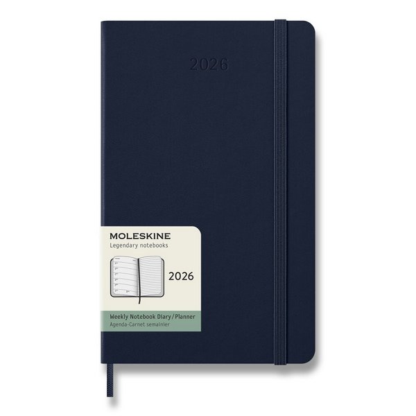 Diár Moleskine 2026 - tvrdé dosky, L, týždenný, modrý