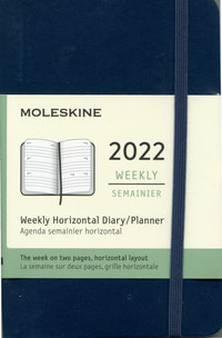 Horizontální týdenní diář Moleskine 2022 měkký modrý S