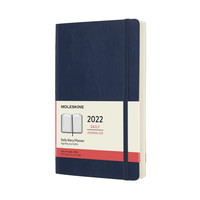 Diář Moleskine 2022 denní měkký modrý L
