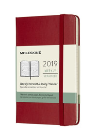 Horizontální týdenní diář Moleskine 2019 tvrdý červený S