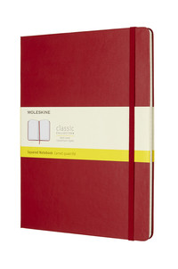 Zápisník Moleskine tvrdý čtverečkovaný červený XL
