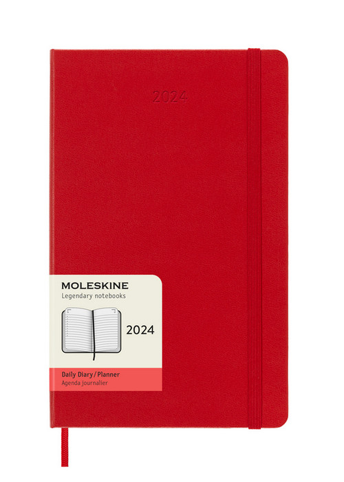 Diář Moleskine 2024 denní tvrdý červený L
