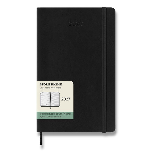 Moleskine 2027 - diár v mäkkých doskách - veľkosť L, týždenný, čierny