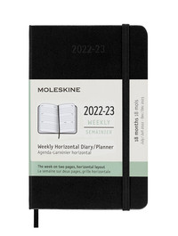 Horizontální diář Moleskine 2022-2023 tvrdý černý S
