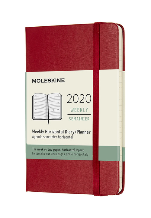 Horizontální týdenní diář Moleskine 2020 tvrdý červený S