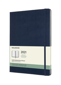 Plánovací zápisník Moleskine 2021 tvrdý modrý XL