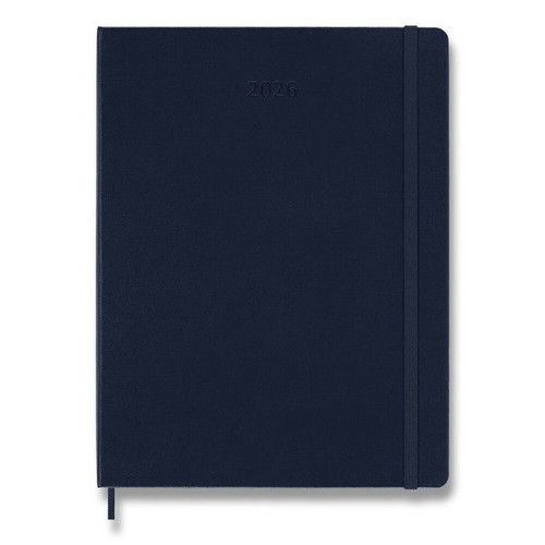 Diár Moleskine 2026 - tvrdé dosky, XL, týždenný, modrý