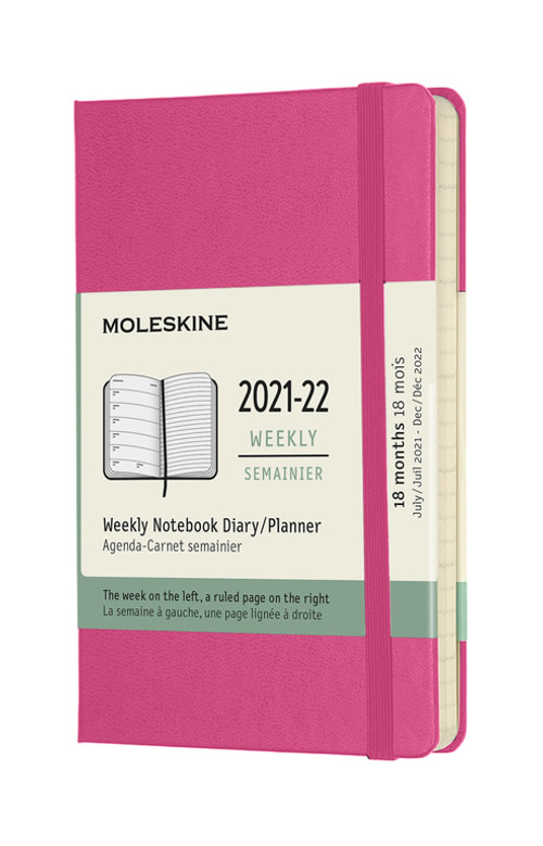 Plánovací zápisník Moleskine 2021-2022 tvrdý růžový S