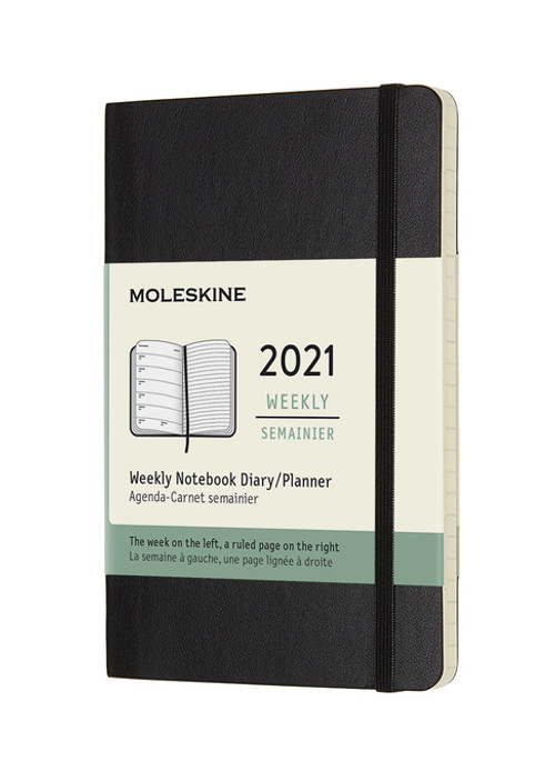 Plánovací zápisník Moleskine 2021 měkký černý S
