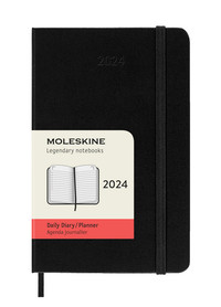 Diář Moleskine 2024 denní tvrdý černý S