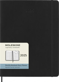 Měsíční diář Moleskine 2025 měkký černý XL