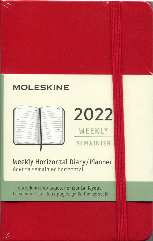 Horizontální týdenní diář Moleskine 2022 tvrdý červený S