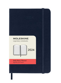 Diář Moleskine 2024 denní tvrdý modrý S
