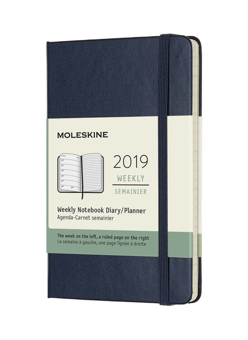 Plánovací zápisník Moleskine 2019 tvrdý modrý S