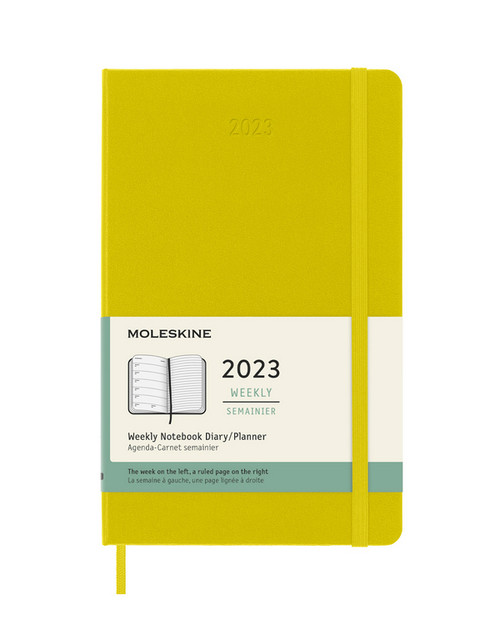 Plánovací zápisník Moleskine 2023 tvrdý žlutý L