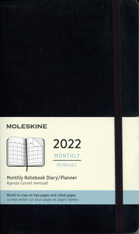 Měsíční diář Moleskine 2022 měkký černý L