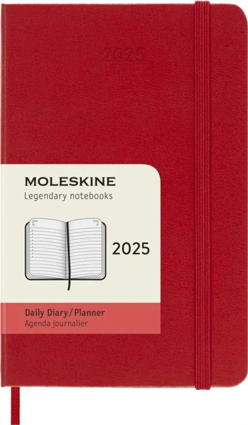 Diář Moleskine 2025 denní tvrdý červený S