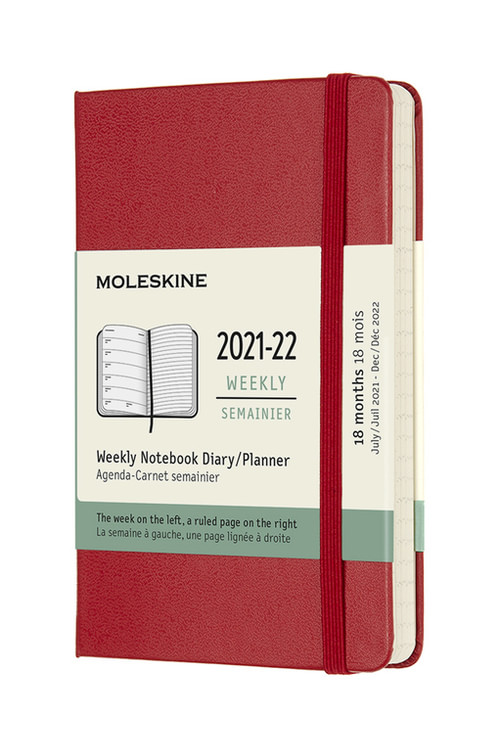 Plánovací zápisník Moleskine 2021-2022 tvrdý červený S