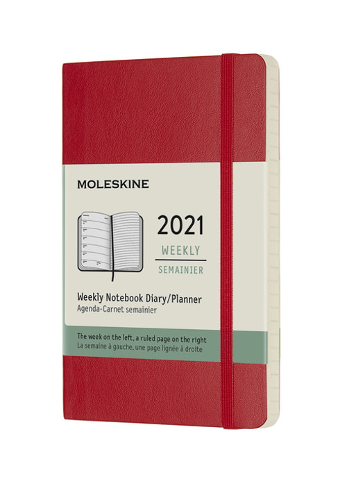 Plánovací zápisník Moleskine 2021 měkký červený S