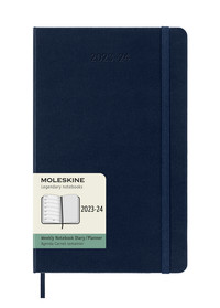 18měsíční plánovací zápisník Moleskine 2023-2024 tvrdý modrý L