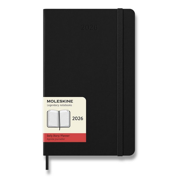 Diár Moleskine 2026 - tvrdé dosky, L, denný, čierny