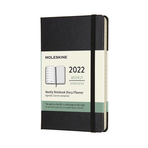 Plánovací zápisník Moleskine 2022 tvrdý černý S