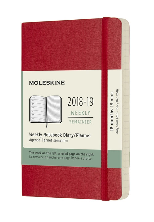 Plánovací zápisník Moleskine 2018-2019 měkký červený S