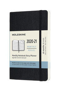 Měsíční diář Moleskine 2020-2021 měkký černý S