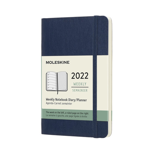 Plánovací zápisník Moleskine 2022 měkký modrý S