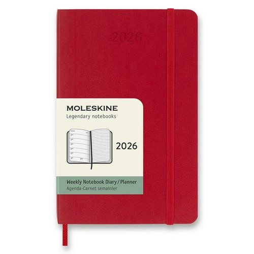 Diár Moleskine 2026 - mäkké dosky, S, týždenný, červený