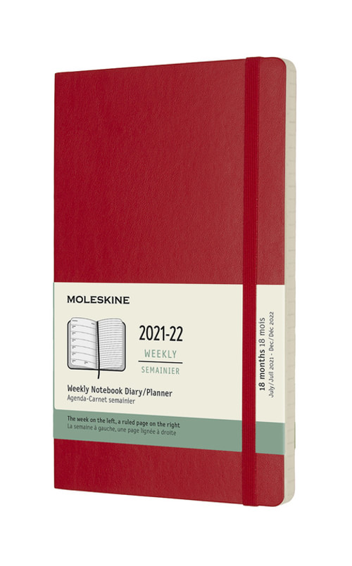 Plánovací zápisník Moleskine 2021-2022 měkký červený L