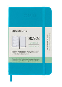 Plánovací zápisník Moleskine 2022-2023 tvrdý světle modrý S
