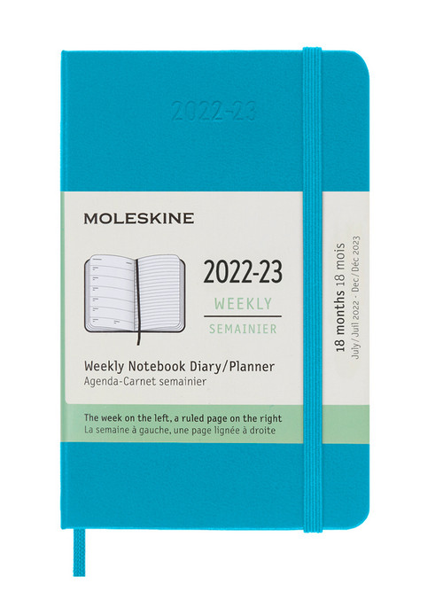 Plánovací zápisník Moleskine 2022-2023 tvrdý světle modrý S