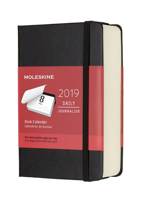 Denní stolní kalendář Moleskine 2019 tvrdý černý S