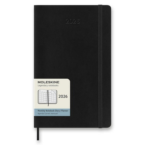 Diár Moleskine 2026 - mäkké dosky, L, mesačný, čierny