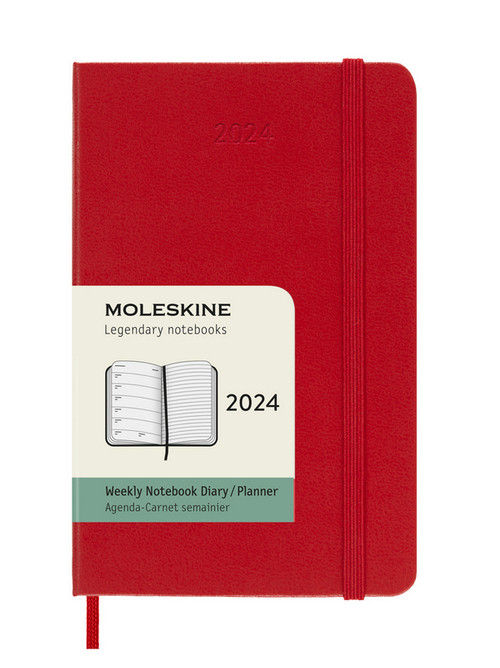 Plánovací zápisník Moleskine 2024 tvrdý červený S