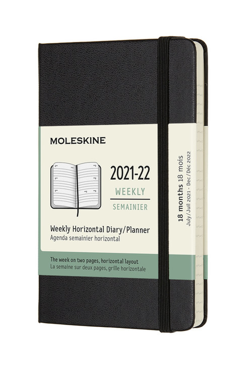 Horizontální diář Moleskine 2021-2022 tvrdý černý S