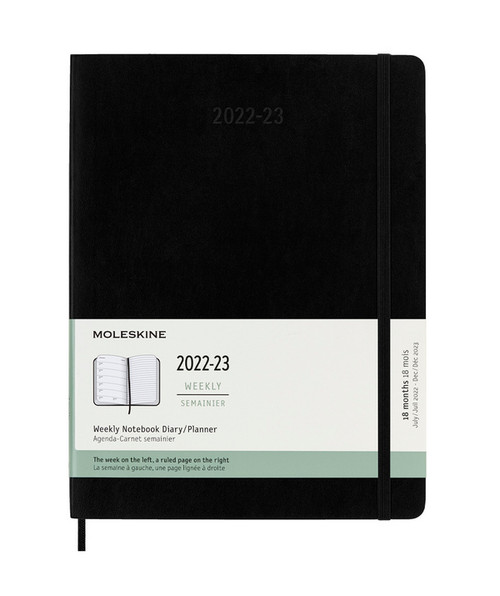 Plánovací zápisník Moleskine 2022-2023 měkký černý XL