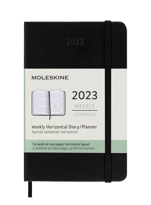 Horizontální týdenní diář Moleskine 2023 měkký černý S