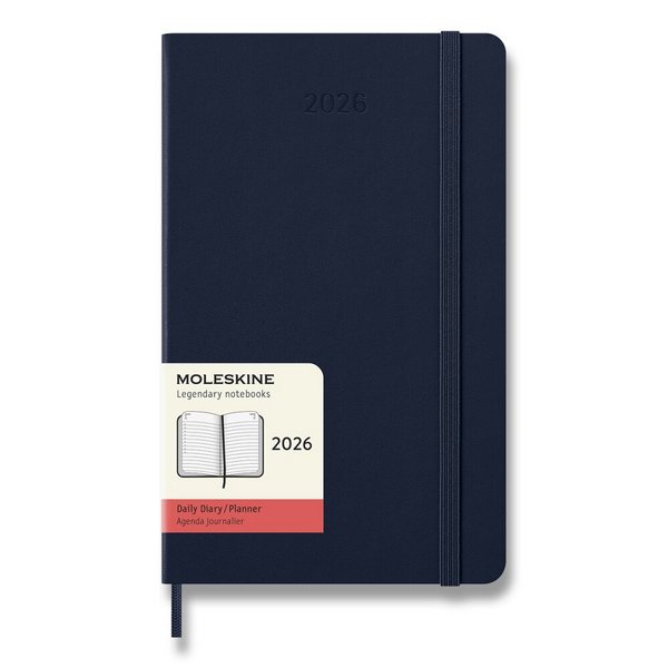 Diár Moleskine 2026 - tvrdé dosky, L, denný, modrý