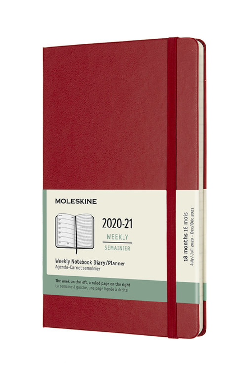 Plánovací zápisník Moleskine 2020-2021 tvrdý červený L