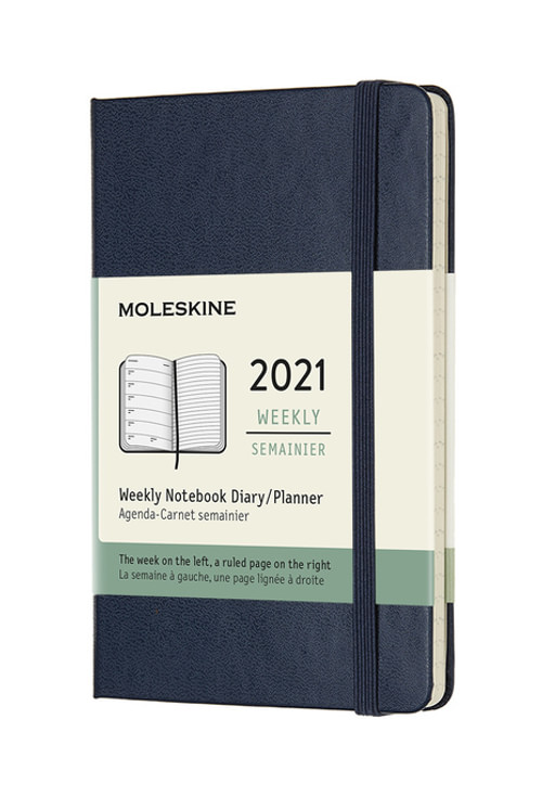 Plánovací zápisník Moleskine 2021 modrý černý S